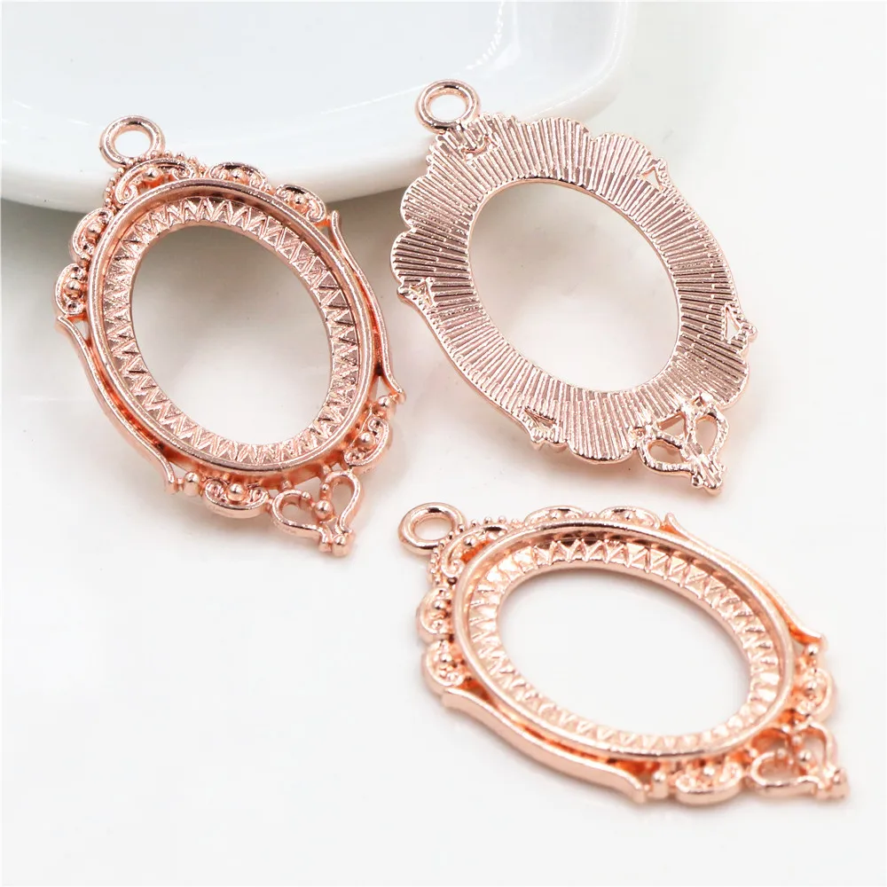 10 sztuk 18x25mm wewnętrzna rozmiar 6 kolory Plated kwiaty styl Cameo Cabochon ustawienia bazy wisiorek naszyjnik ustalenia — zdjęcie 4