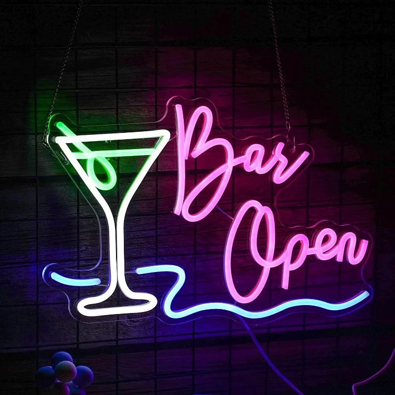 Ar Open Neon Dimmable LED Cocktail Neon Wall Decor Bar Open Neon Shop Men's Cave Party Club Restaurant Decorated with Open Signs