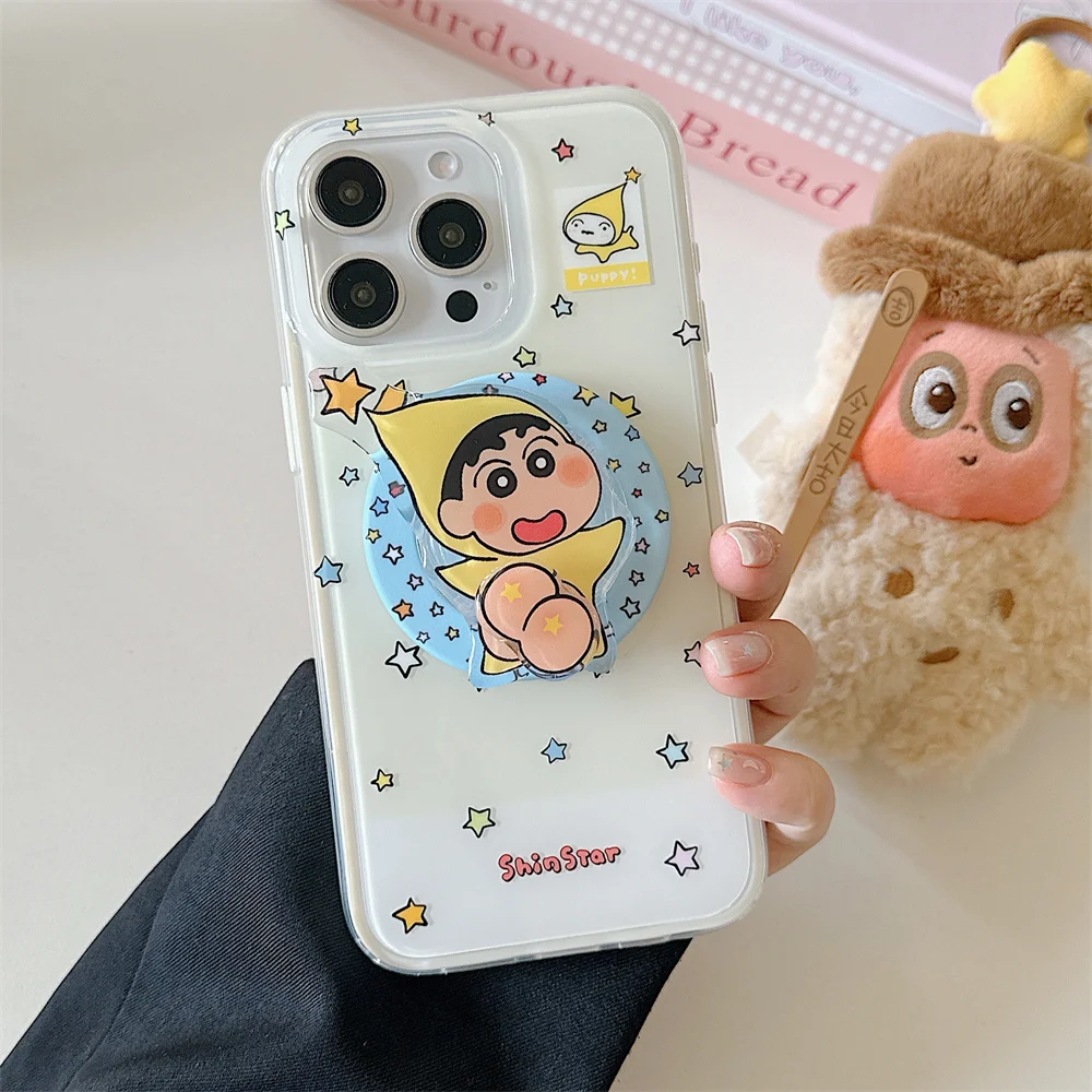 

Cute Star Funny Cartoon Magnetic Stand Protective Cover for iPhone 13 14 15 16 Pro Max Cover Kawaii Holder cute Protection Cover