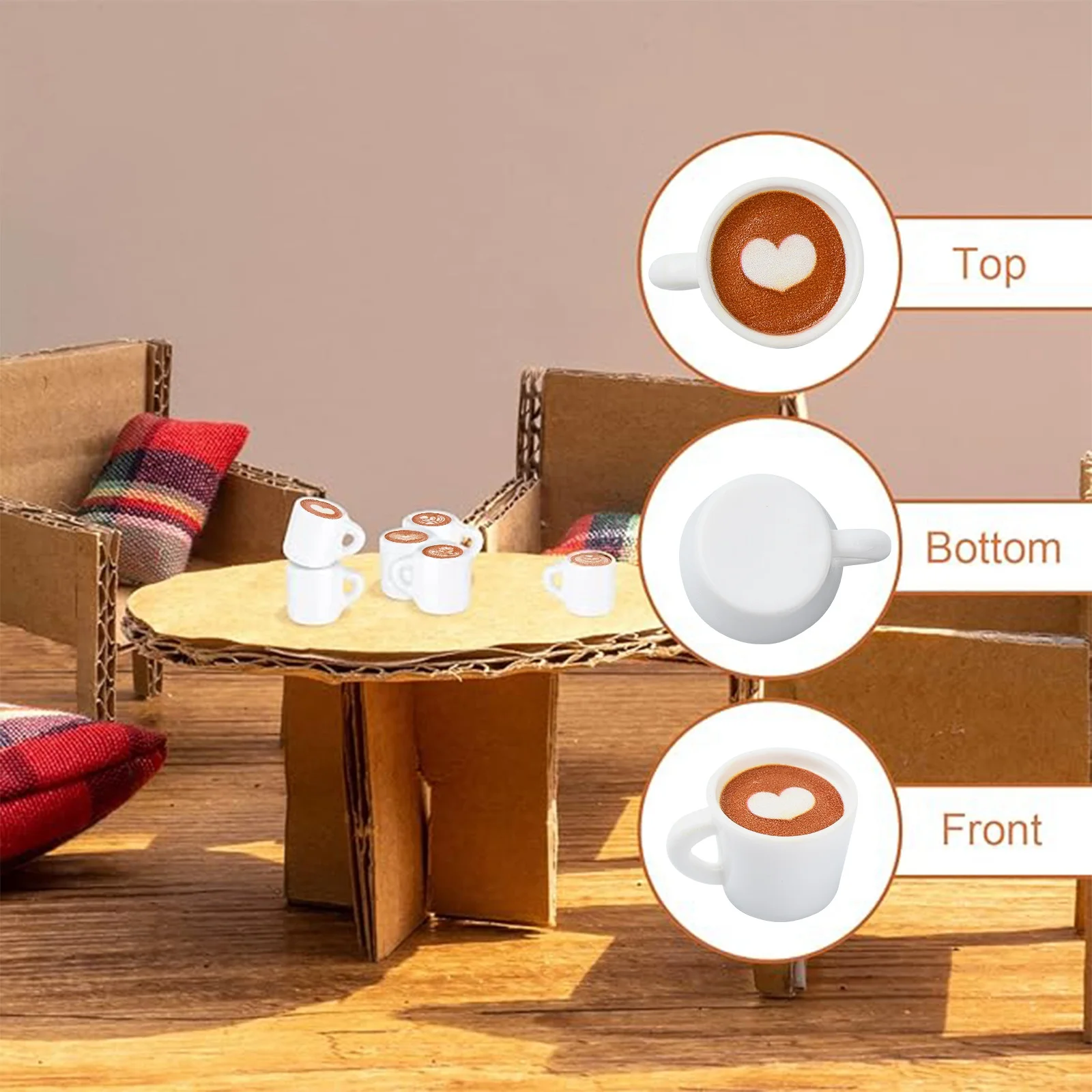 PandaHall 50 Stück 5 Stile Kaffeetassen-Anhänger aus Harz, Café-Kunst-Latte-Anhänger, Heißgetränke-Tassen-Anhänger für die Schmuckherstellung von Halsketten – Detail 7