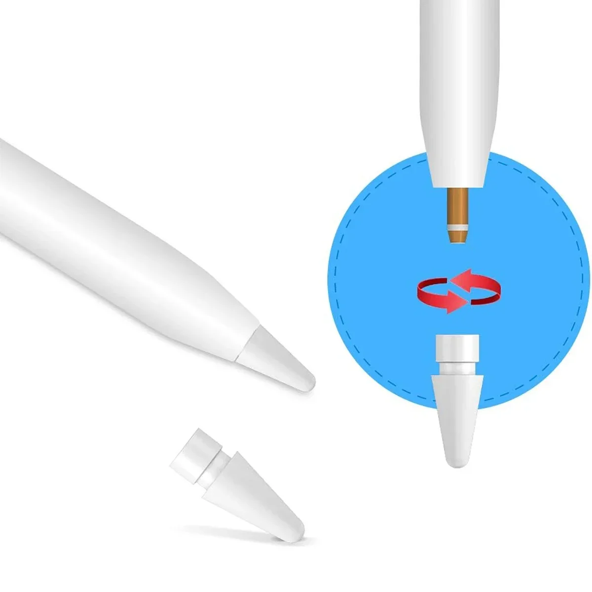 3PCS/Set For Apple Pencil 1 Accessories Charging Adapter Magnetic Pencil Cap Stylus Replacement Built-in Smart Chip Lightweight