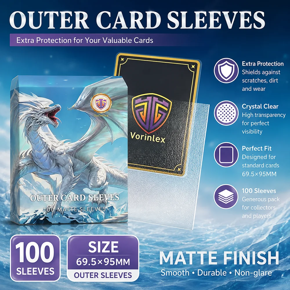 100PCS 69.5X95MM Vorinclex Matte Clear Outer Card Sleeves Standard Size Double Sleeving Game Card Cover for PTCG/MTG