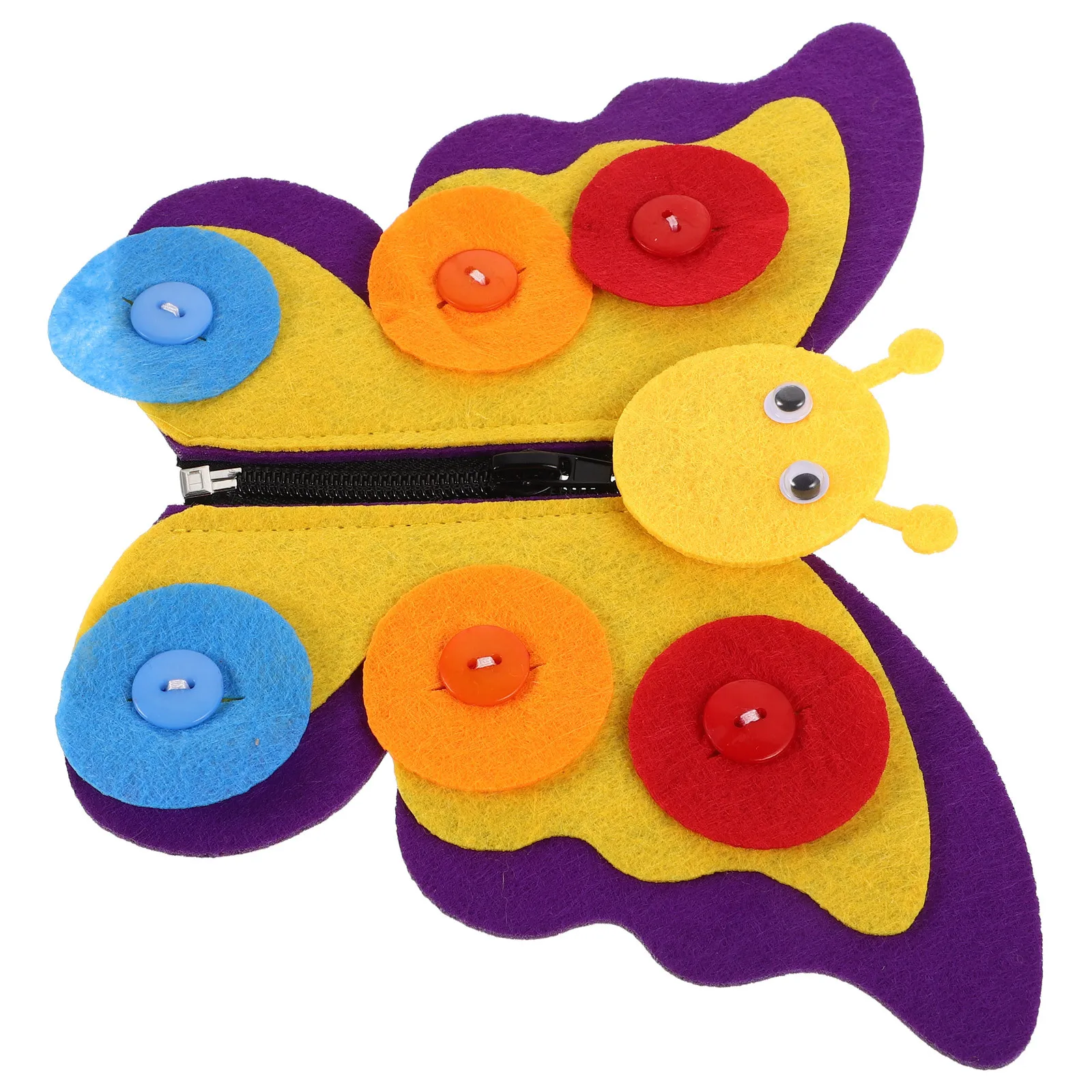 Placa de botão borboleta infantil, faça você mesmo, não tecido, aprendizagem interativa, habilidades com zíper, artesanato sensorial, prática educacional montessori