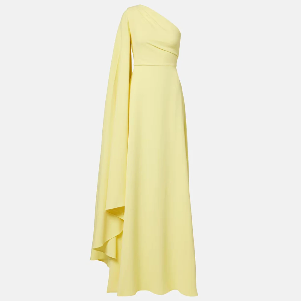 

Dream Yellow Simple Evening Dress Jersey for Floor-Length One-Shoulder Prom Dress A-line Vestidos De Fiesta Customized