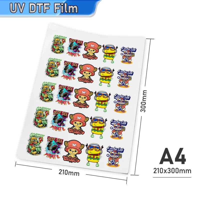 

A4 УФ DTF пленка для всех УФ-принтеров после переноса металлическое стекло дерево пластик акриловая Водонепроницаемая наклейка УФ DTF пленка А4