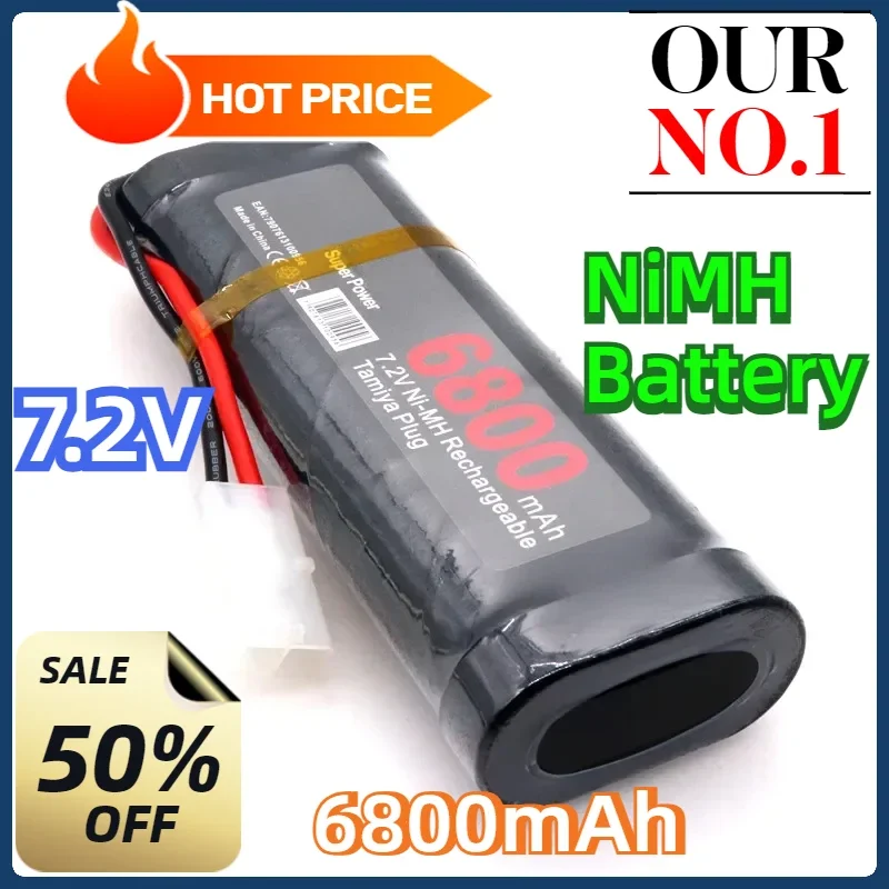 

7.2V Battery 6800mAh NiMH Battery Pack RCcar Truck Tank Ni MhBattery Gray Dinner Power Supply,with Tamiya Connectors New