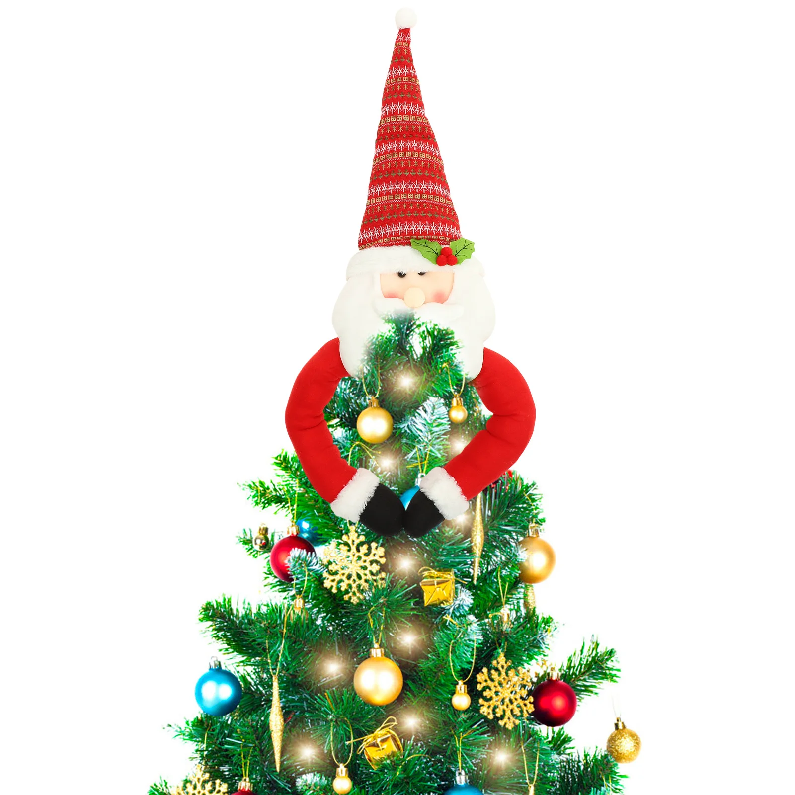 

Christmas Tree Topper Large Santa Claus Cartoon Ornament Xmas Tree Treetop Decoration Party Supplies Xmas Treetop