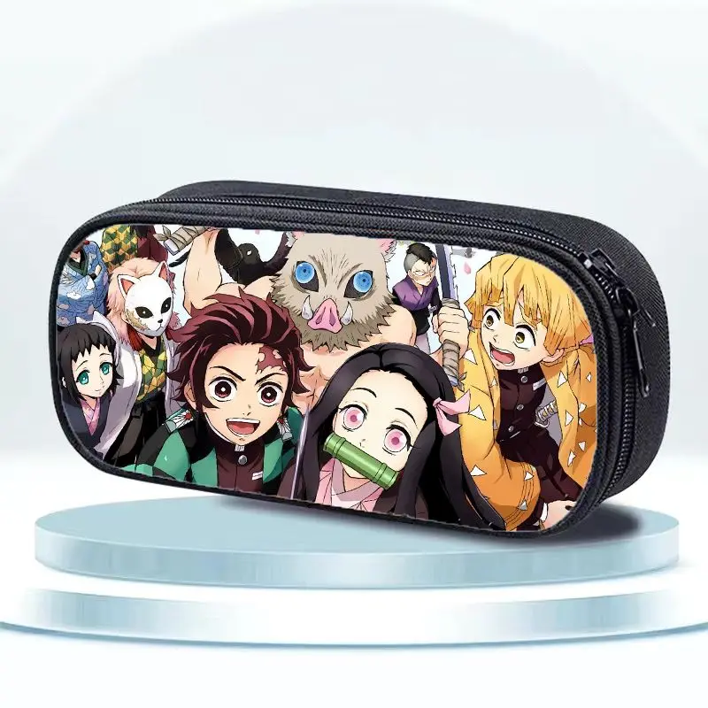 

Demon Slayer anime Tanji Langya Douzi multi-layer stationery box student large-capacity zipper canvas waterproof pen case gift