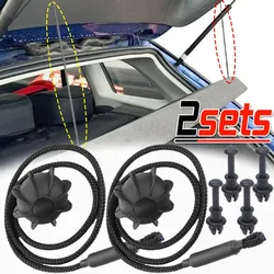 2Pcs Car Rear Shelf Straps Ball Holding Cord Vehicle Tailgate Lanyard Trunk Storage Package Tray Lid Rope Nylon Sling