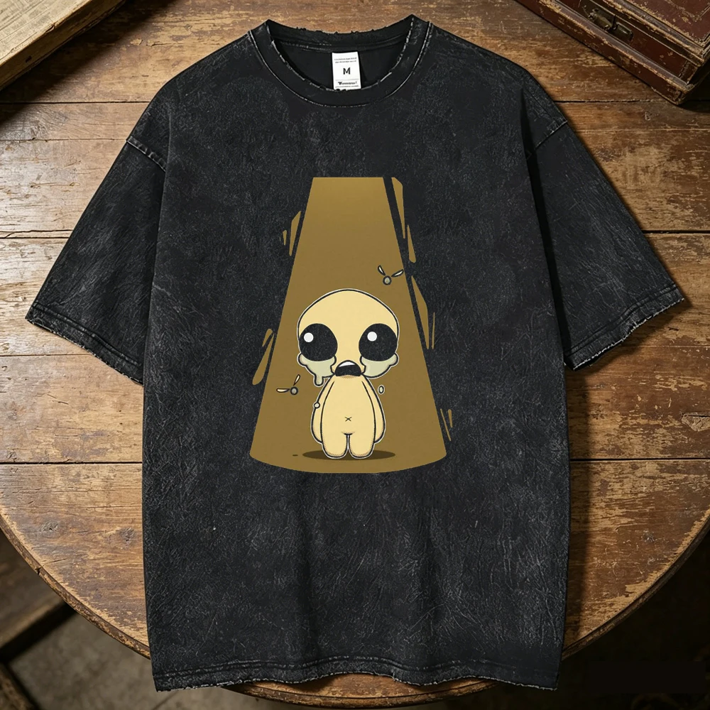 the Binding of Isaac Vintage Washed cotton tshirt teen korean clothes graphic hip hop Psychedelic kawaii University Psychedelic
