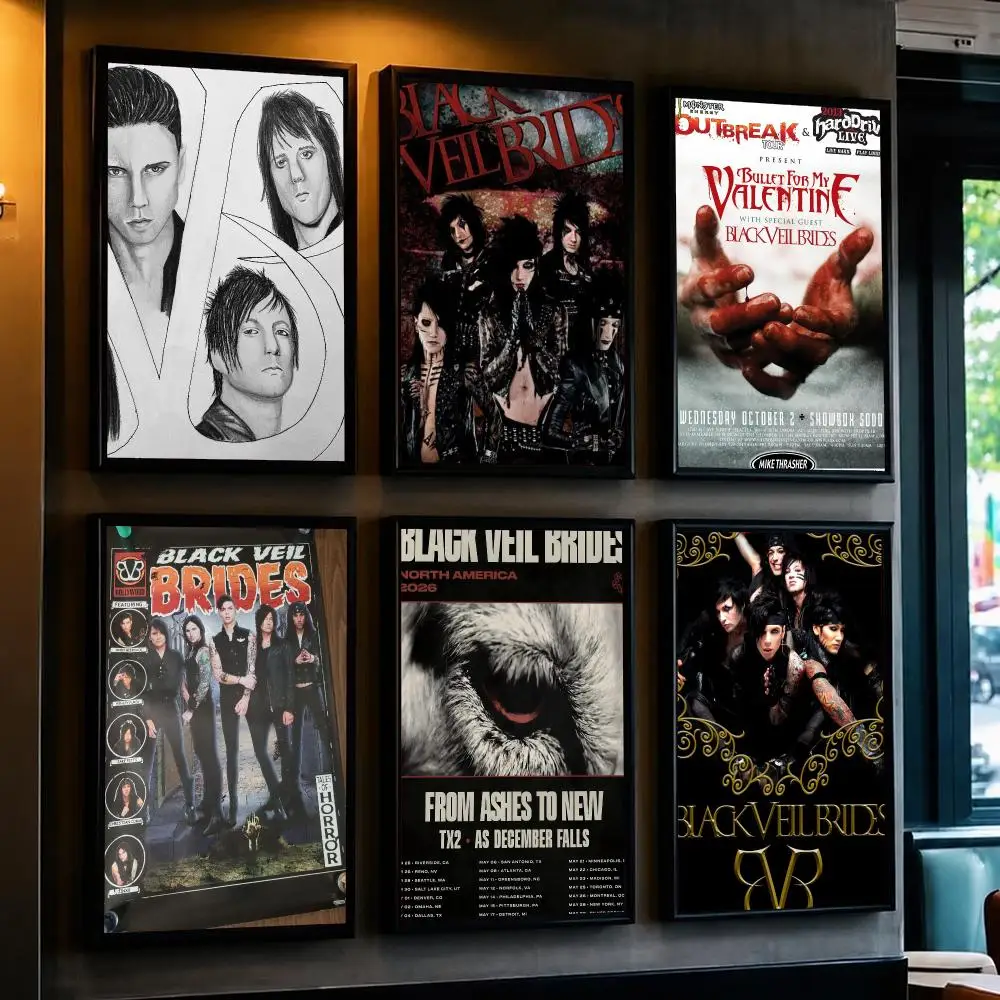 band B-Black Veil Brides-S Poster Decorative Wall Art Sticker for Cafe Office Bedroom and Living Room