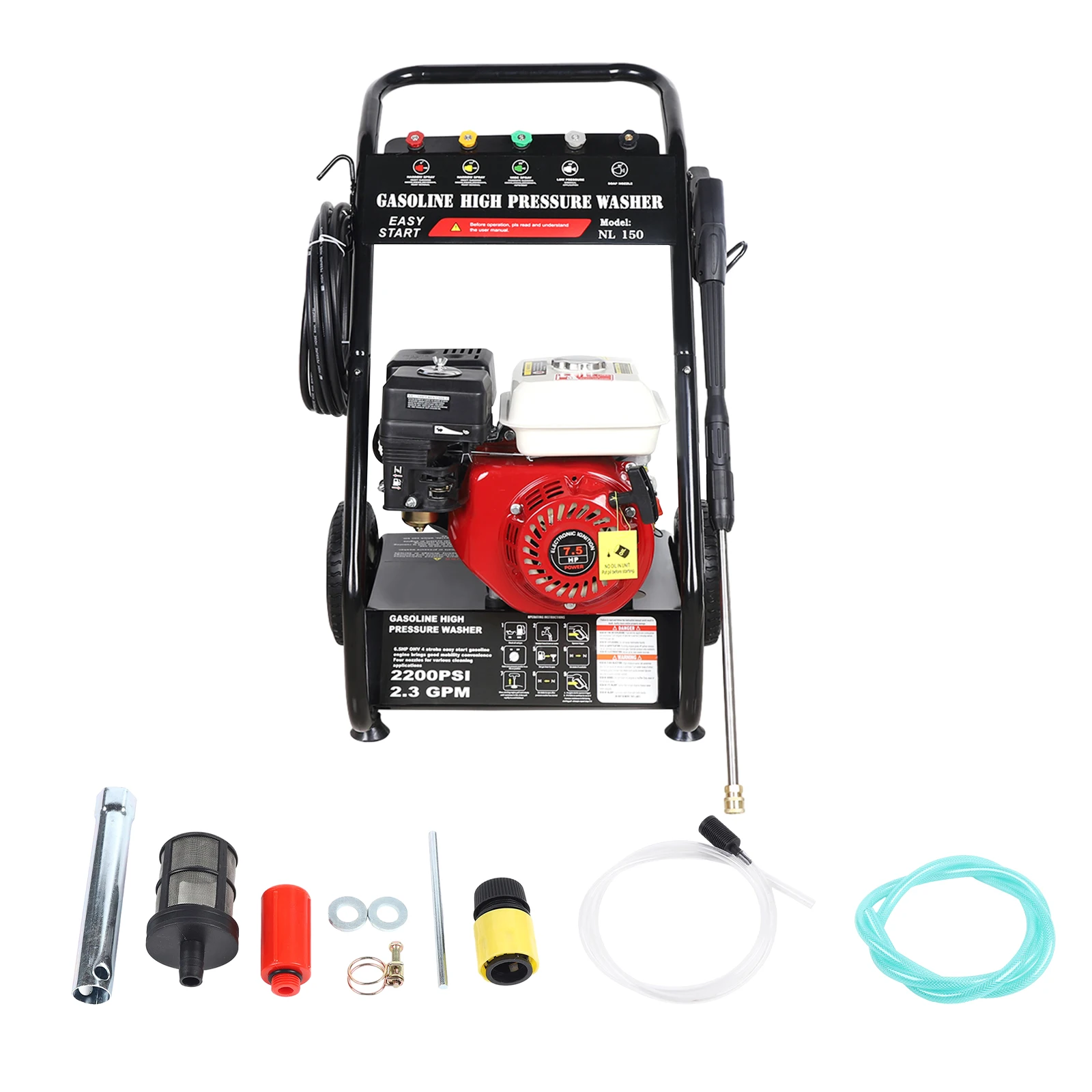 NL 150 Hochdruckreiniger 7,5 PS Motor 3400 U/min Hochdruckreinigungsmaschine mit 5 Auswählbaren Düsen – Detail 9
