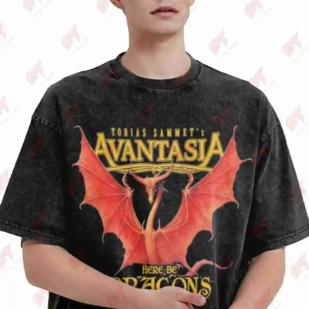 Avantasia Tobias Sammet Here Be Dragons 2026 Vintage Washed Tee Pure Cotton T-Shirt