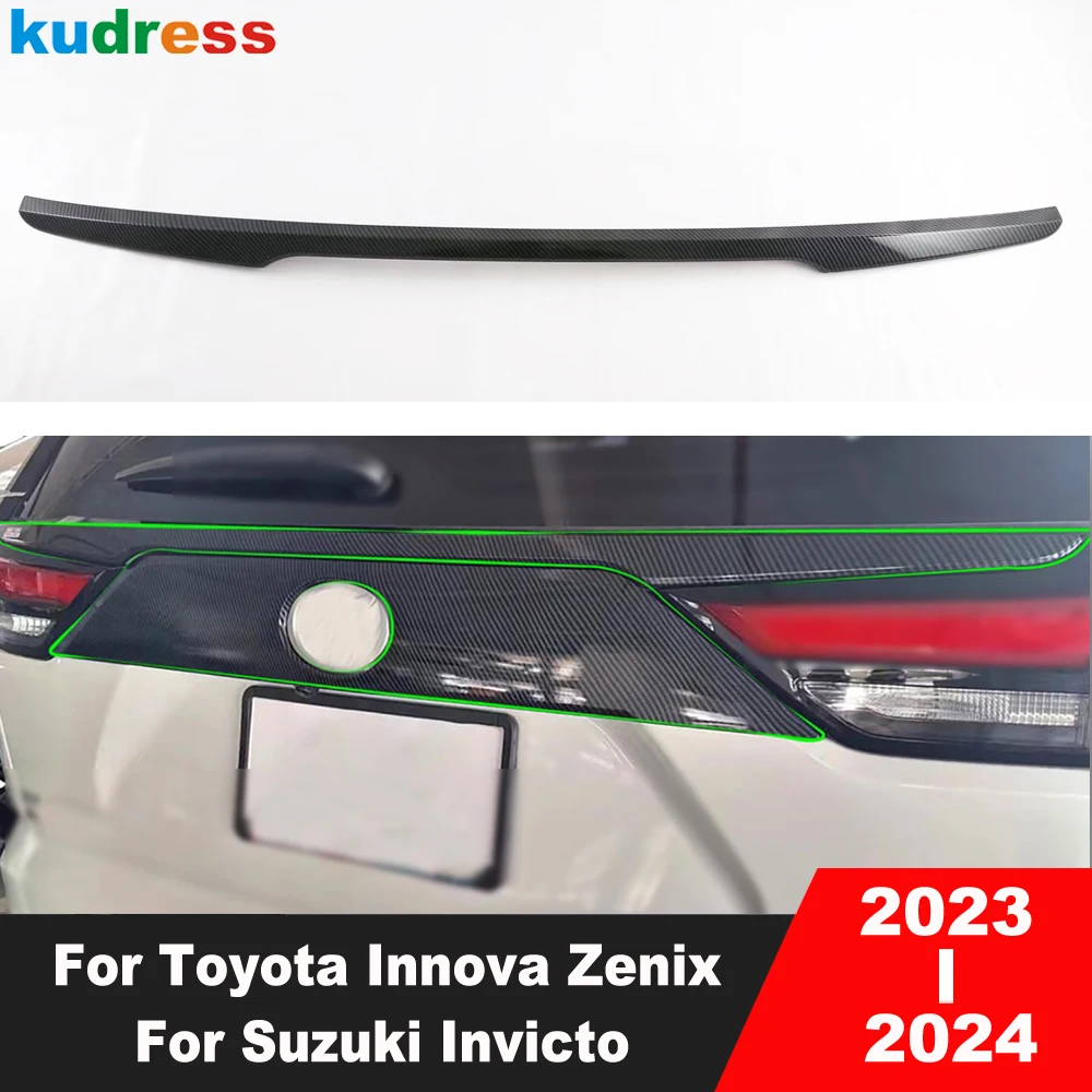 

For Toyota Innova Zenix For Suzuki Invicto 2023 2024 Carbon Car Rear Trunk Lid Cover Trim Tailgate Molding Strip Accessories