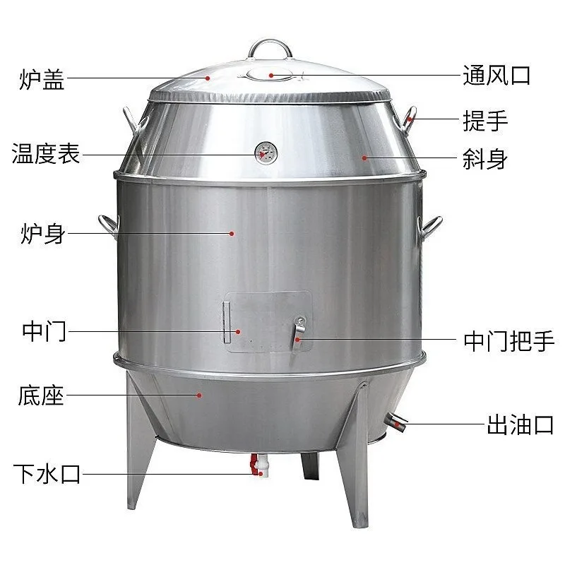 Charcoal Roast Duck Oven Commercial Stainless Steel Meat Roasting Stove Double Layer Duck Goose Roaster