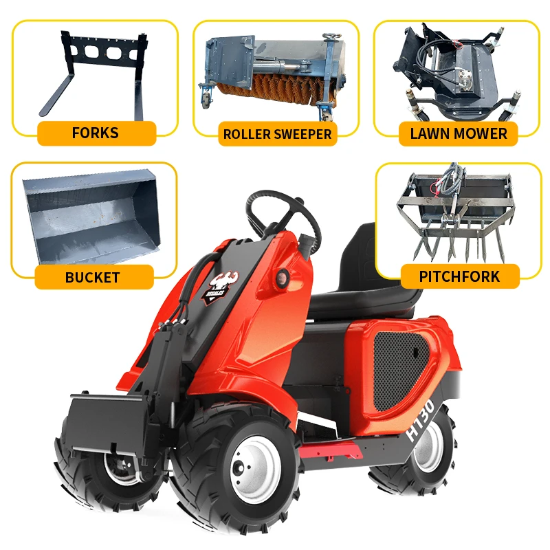 Spot ~ لودر منزلق صغير متعدد الوظائف ثلاثي العجلات، جرافة ديزل هيدروليكية خفيفة الوزن، وملحقاتها