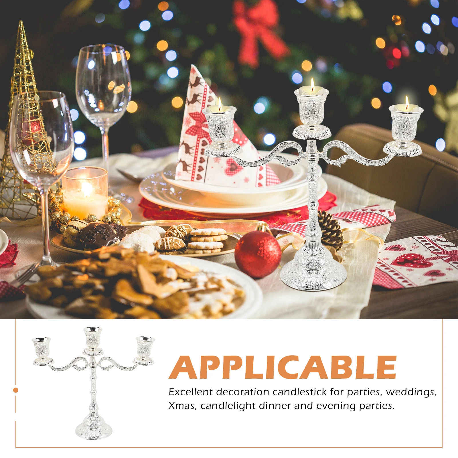 

Elegant Zinc Alloy Holder For Wedding Party Banquet Romantic Dinner Festival Decoration Taper Metal Stand Desktop