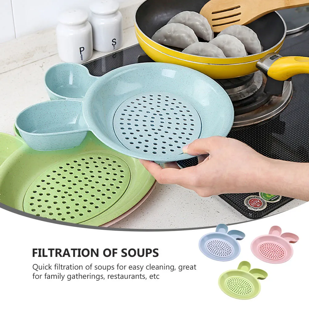 

3pcs Double Layers Draining Plate Rabbit Shape Pp Material For Dumpling Fruit Vegetable Storage Appetizer Sauce Dish Kitchen