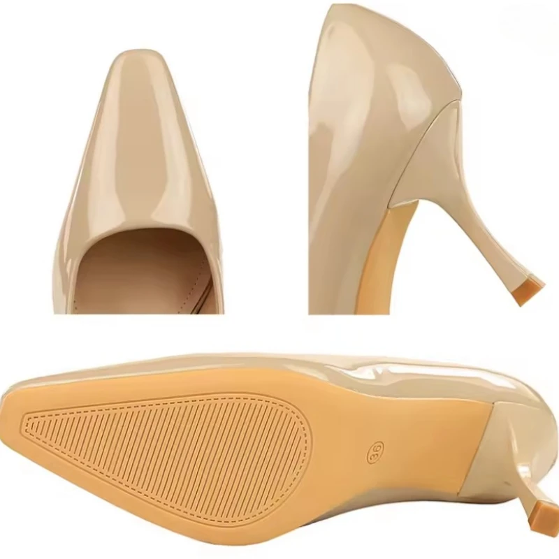 Fashion Women 7.5 Cm Heels Patent Leather Women Pumps Square Head Kitten Heels Stiletto Elegant Banquet Shoes Sexy Party Shoes view 6