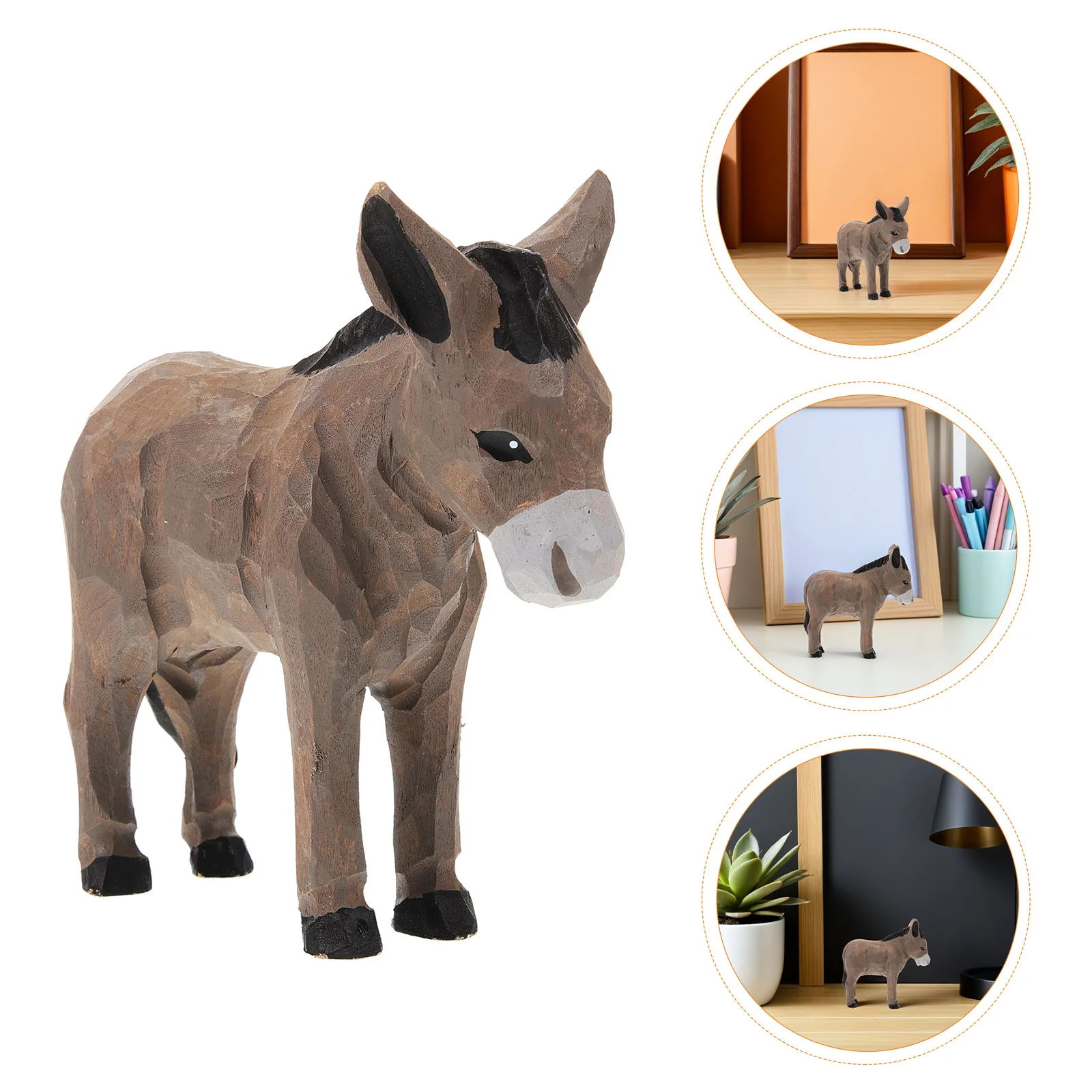 

Compact Hand Sculpted Donkey Statue Adorable Mini Donkey for Cozy Spaces and Desks Miniature Animal Wood Statue
