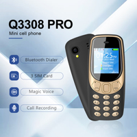 SERVO Q3308 PRO 3 SIM Standby Small Mobile Phone Bluetooth Dialer Magic Voice Call Recording FM Super Mini Cellphones For Backup
