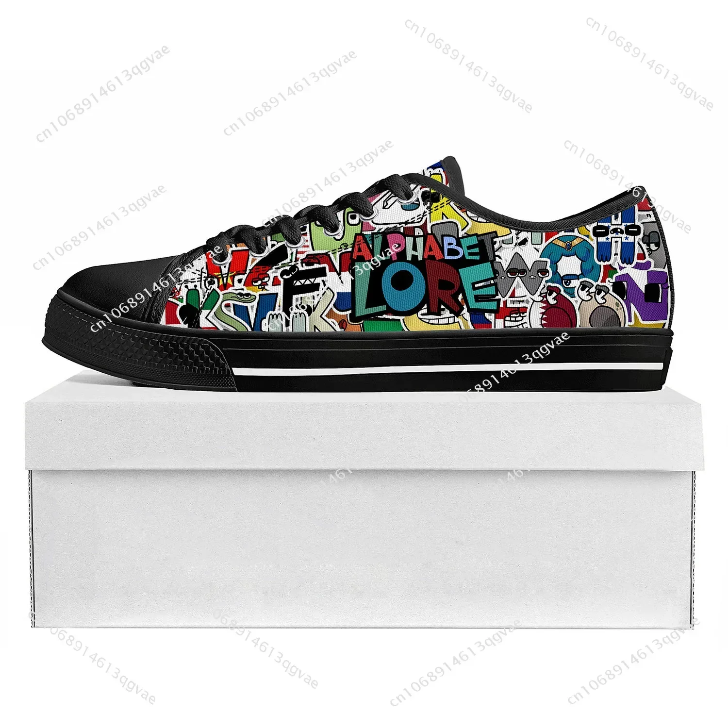 Alphabet Lore Low Top High Quality Sneakers Mens Womens Teenager Canvas Sneaker  Prode Casual Couple Shoes Custom Shoe Black