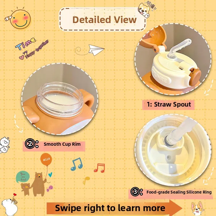 Large Capacity Square Plastic Water Cup with Straw Crossbody Strap for Students And Women Sports Ice Maker Cup