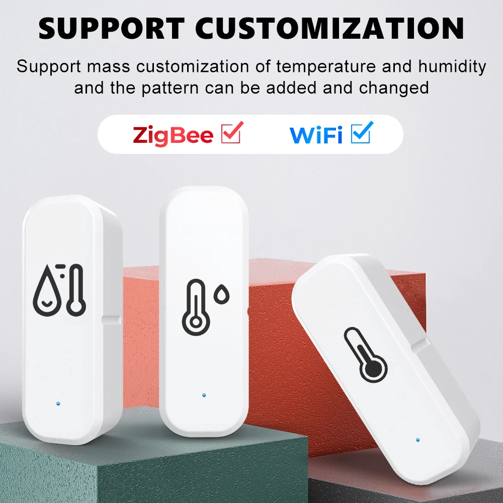 Aubess Zigbee/tuya Temperature Humidity Sensor Wireless Bluetooth Smart Temperature Humidity Alarm Adjustable Update Frequency