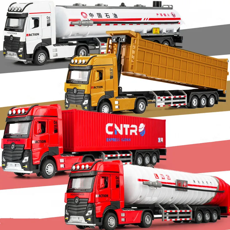 

1: 50 alloy pull back engineering transport vehicle model,container truck, oil tank truck toy,original packaging gift,wholesale