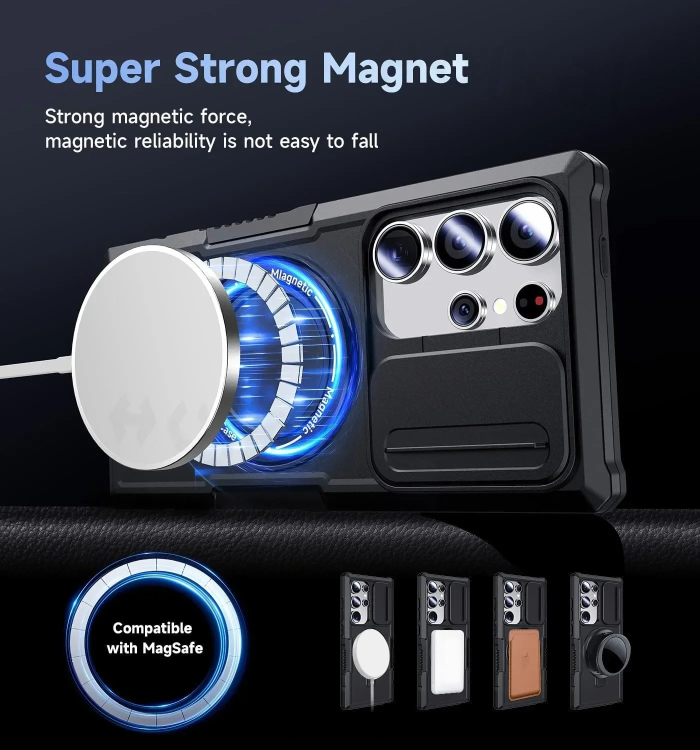 Slide Camera Case For Samsung S25 Ultra S24 S25 Plus Ultra Magnetic Heavy Duty Shock Absorption Body Protective Kickstand Cover