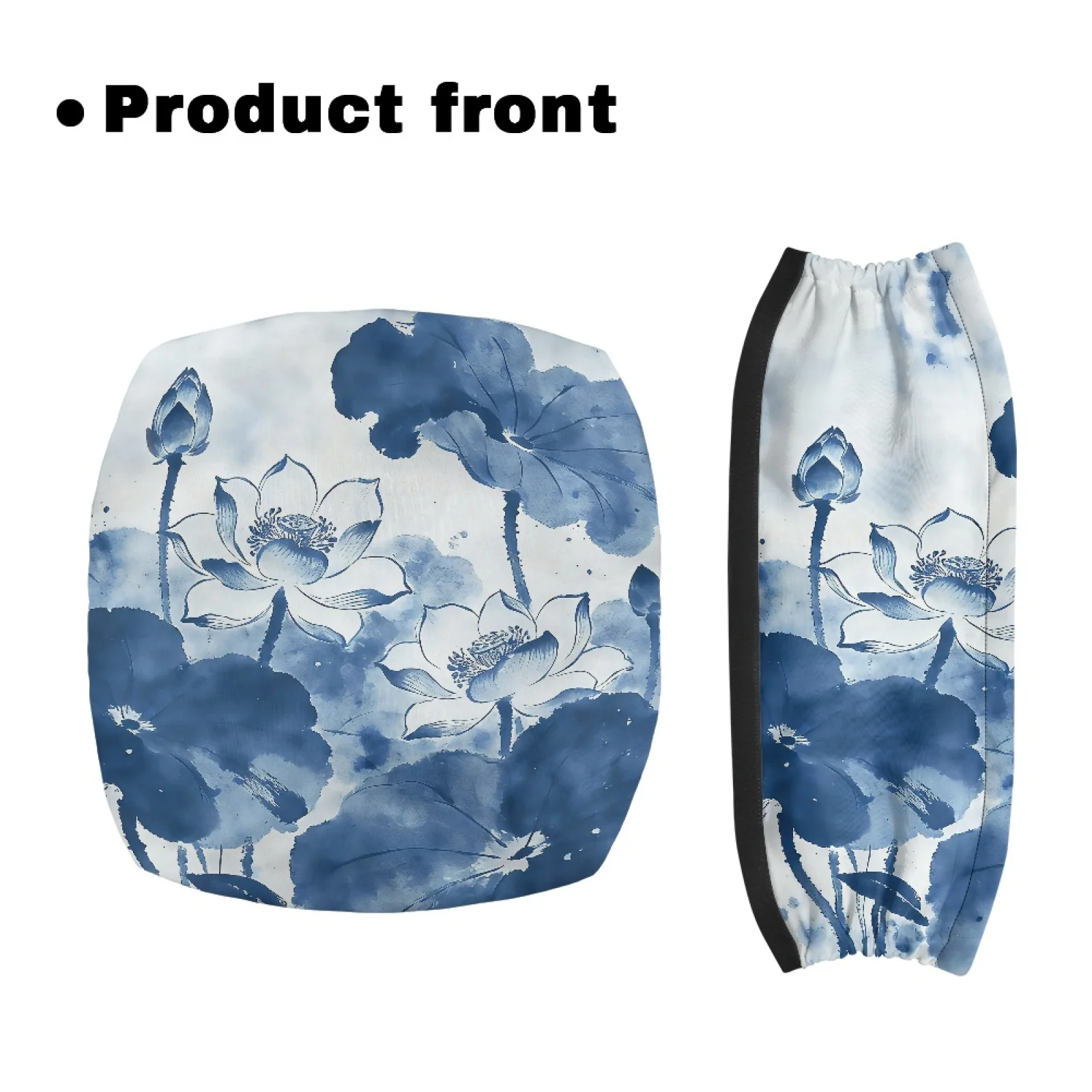Coloranimal Blue Lotus 2 Pieces Rollator Seat Cover Polyester Walker Seat Cushion for Family