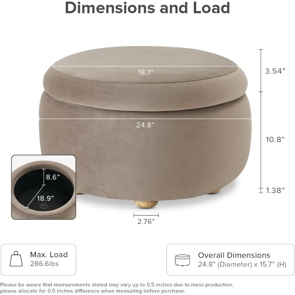 Ottoman, Coffee Table, Upholstered (Mocha Brown Premium Velvet)