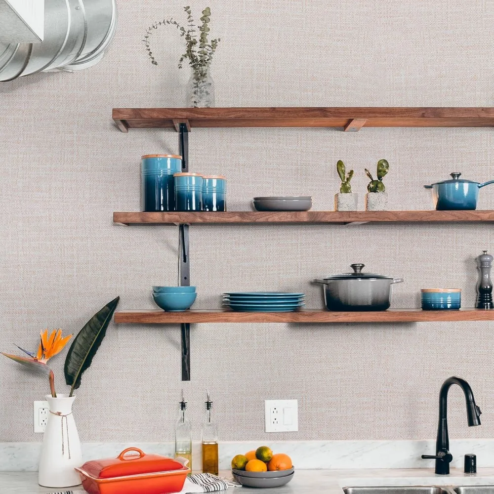 ورق جدران قابل للتقشير واللصق من الكتان الصناعي للخزائن، 23.6 بوصة × 472 بوصة، ورق اتصال من القماش المزخرف، سهل التركيب #3