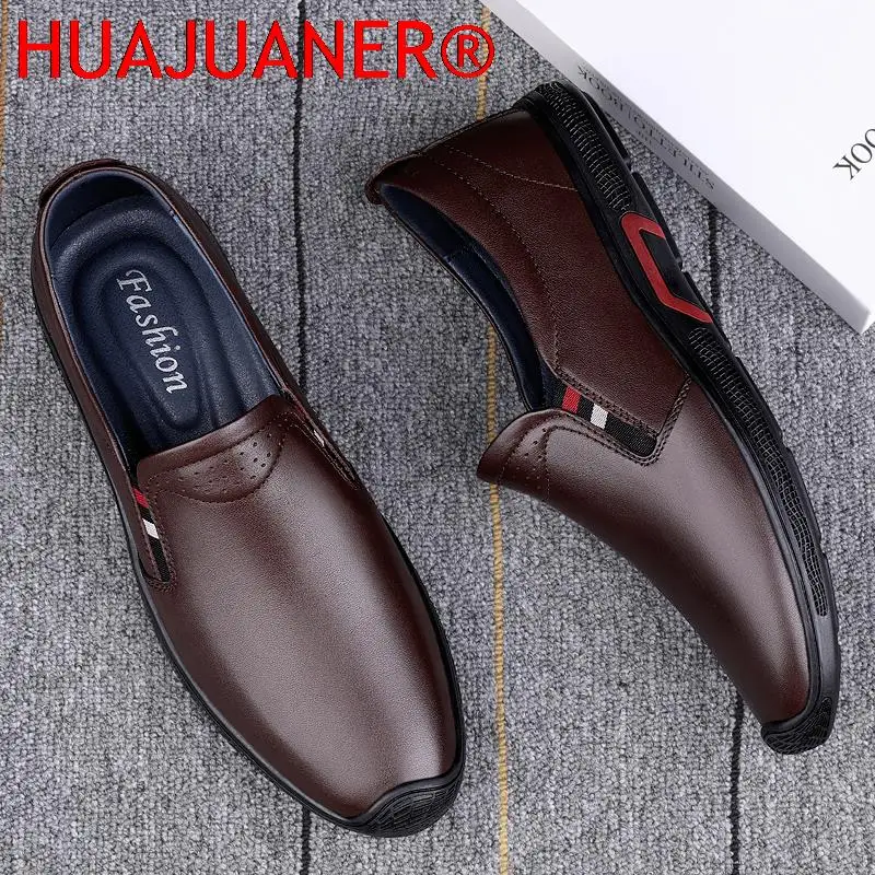 Leather Mens Loafers Brand Business Adulto Flats Men's Casual Driving Shoes Slip On Genuine Leather Boat Shoes For Men Moccasins