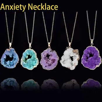 Natural Agate Quartz Crystal Amethyst  Necklace For Stress Reduction