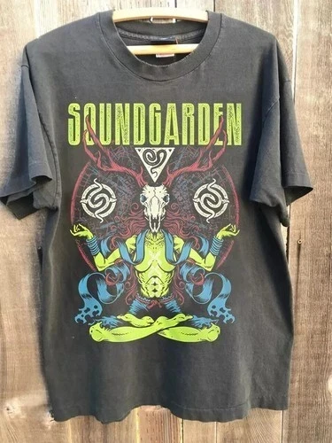 

Летняя уличная модная рубашка с коротким рукавом 90-х годов SoundGarden Band Rock, футболка унисекс с репринтом, мужская, женская, мужская