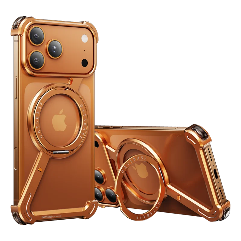 

Минималистичный чехол без рамки Z для iPhone 17 Pro Max, безрамная металлическая подставка с кольцом, вращающаяся на 360° защитная магнитная подставка