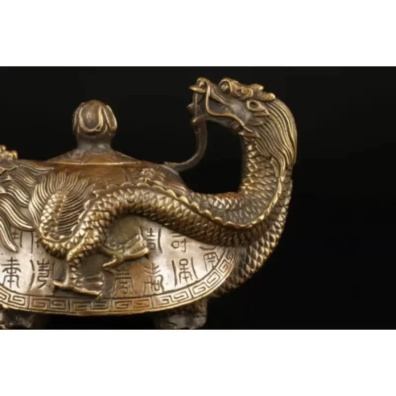 Chinese Brass Hand Carved Dragon Teapot with Kangxi Mark