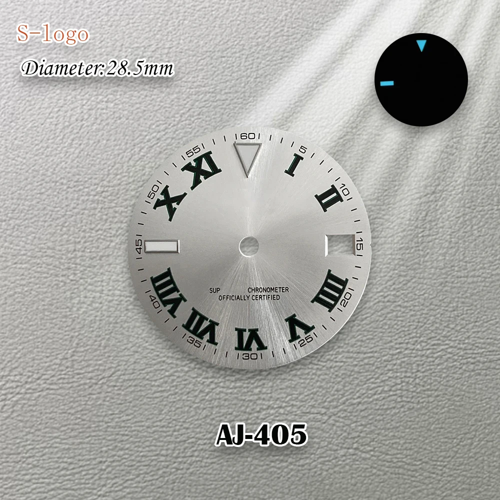 28.5mm s logotipo romano aureum dial caber nh35/nh36/4r/7s movimento gelo azul luminoso de alta qualidade relógio modificação acessórios reparação