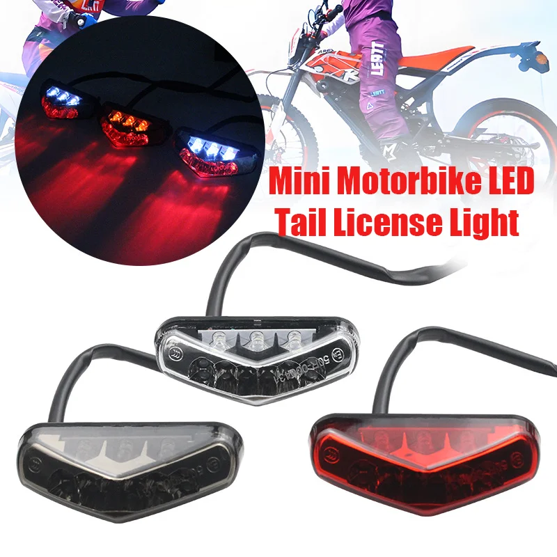 Motorcycle LED Taillights Triangular Red Brake Lights LED Tail License Light Rear Fenders TailLamp For Pit Dirt Bike ATV Chopper