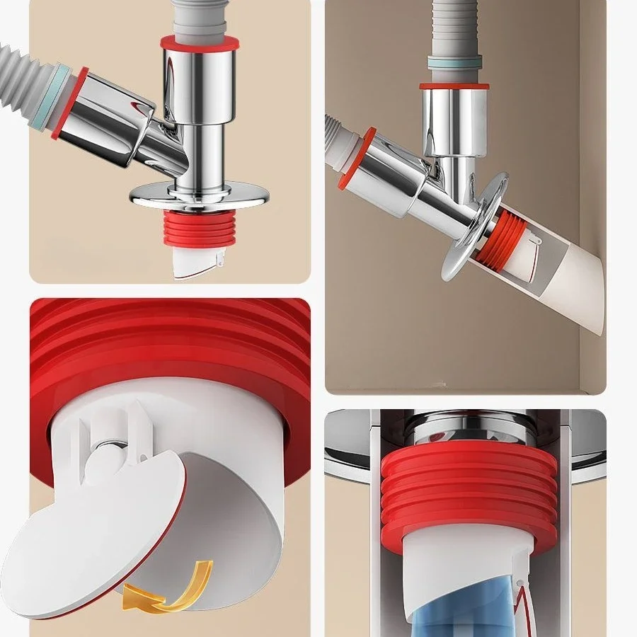 Washing Machine Downpipe Three-way Water Distributor Drainage Channel Anti-odor and Anti-overflow Special Floor Drain Connector