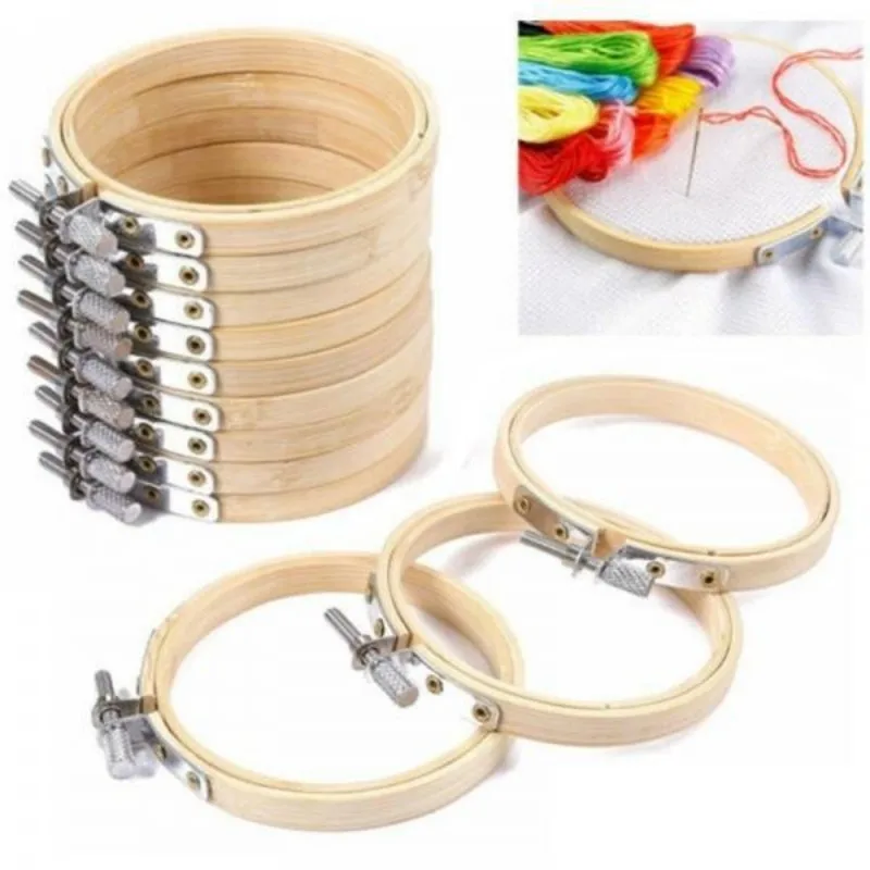 10 pz/set 8 cm/10 cm Opzionale FAI DA TE Punto Croce Ricamo Cerchio di Bambù Croce Cerchio Anello Supporto Ago di Legno Strumenti Artigianali