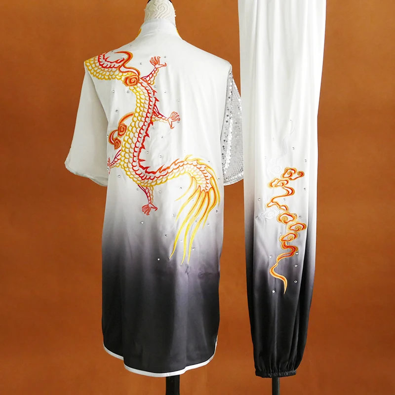 Custom Tailored Kung Fu Long Fist and Tai Chi Martial Arts Uniform for Competition Embroidered Dragon Clothes