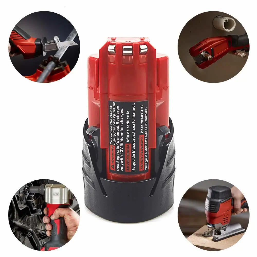 Batterie lithium-ion pour perceuse sans fil, outils électriques Milwaukee, 12V, 2,5 Ah, Eddie Ion, M12, 12V, M12 Gods, XC, 24.com, 48, 11, 2402, 2
