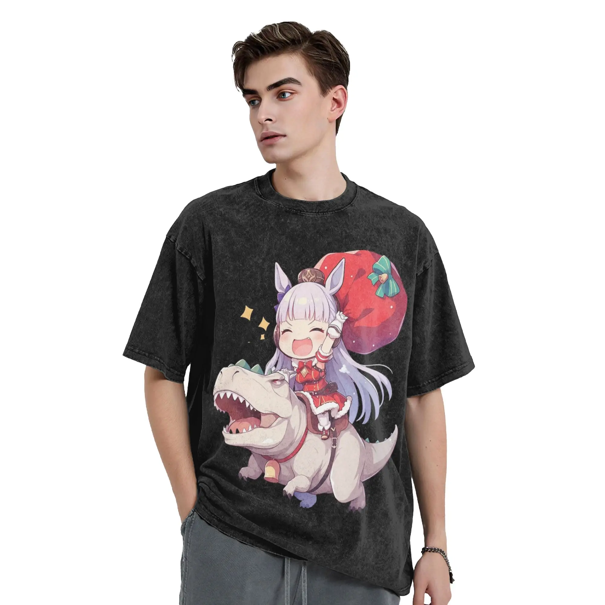 

Washed T Shirts Gold Ship Christmas T-Shirt Harajuku Uma Musume Pretty Derby Anime Short Sleeve Summer Tops Tee Shirt Men Women