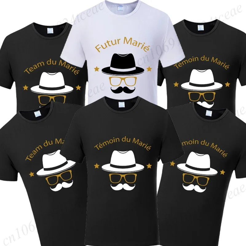 

Evg Future Groom Man T-shirt Fashion Graphic Wedding Party Tees French Groom's Team Men's Single Farewell Bachelor Party Tops