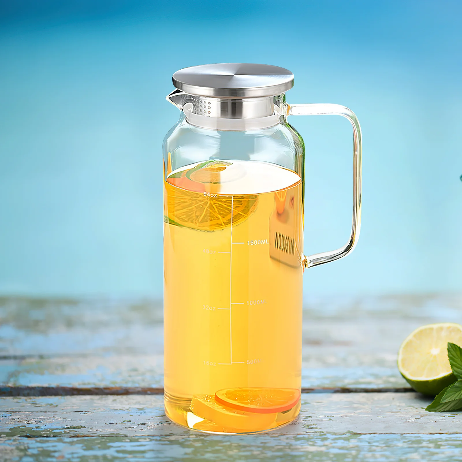 

Large Glass Water Kettle Pitcher with Lid Transparent Easy Clean for Tea Juice Beverage Water Kettle Tea Pitcher