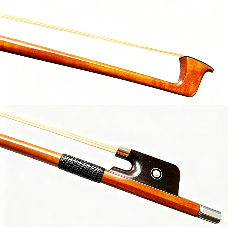High-level octagonal viola bow pernambuco stick ebony frog inlaid with mother-of-pearl handmade bow stem, natural wood