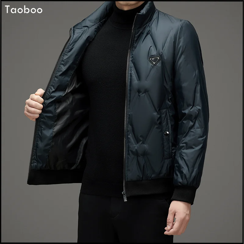 Taoboo Thickened Solid English Style Fashion Casual jackets for men 2024 New Designer Brand Lightweight White Duck Down Jacket