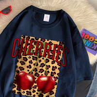 Cherries Cotton T Shirts Women Cherry Leopard Prints Oversized T-Shirts Casual O-Neck Short Sleeve Tops Summer Woman Clothes